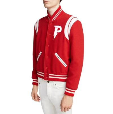 China Breathable custom letterman letterman streetwear college baseball jacket embroidery chenille embroidery bomber jacket mens red casual leather jacket good for sale