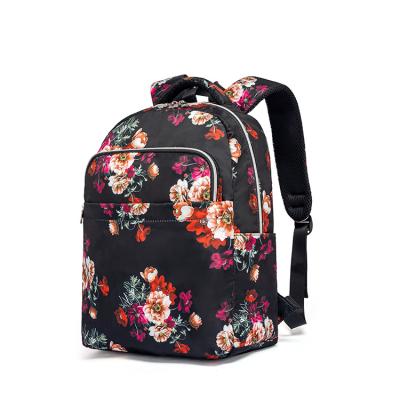 China WITH USB CABLE HOLE Fashion Large Capacity Zipper Floral Nylon Waterproof Mochila School Bags For Teenage Girls for sale