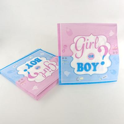 China Factory Printed Wholesale Disposable Gender Reveal Boy or Girl Kids Birthday Party Decoration Towel for sale