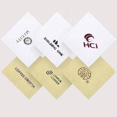 China Wholesale White Primary Beverage Cocktail Decoupage Cloth Printed Custom Logo Printed Advertising Paper Napkin for sale