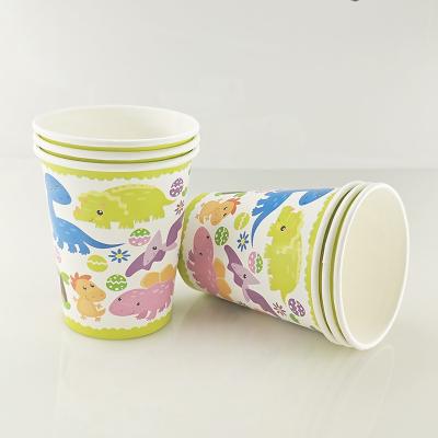 China Cartoon Dinosaur Paper Cup Disposable Custom Printing Disposable Party Drinks Cup for sale