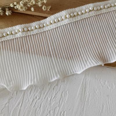 China Diy Handmade Sexy Lingerie Underwear Trims 20cm White Bags Soft Elegant Mesh Stretch Lace With Pearl Fabric for sale