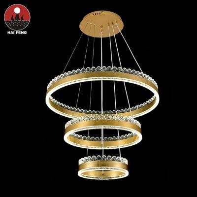 China Modern Luxury Style Lobby Dining Room Roof Chanerlier Hanging Lighting Gold Led Pendent Lamp for sale