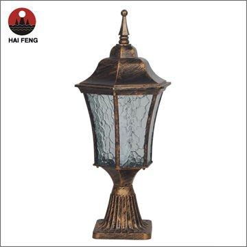 China Antique Wall Light Antique Die Casting Aluminum And Glass Pillar Lamp / China Garden Lamp E27 for sale