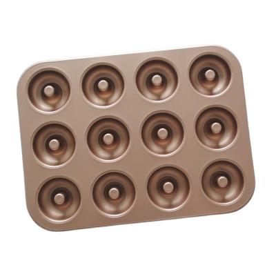 China Viable Hot Set Non-Stick Carbon Steel 12 Cups Cake Baking Tray Muffin Donut For Oven Muffin Pan Cake Baking Mold for sale