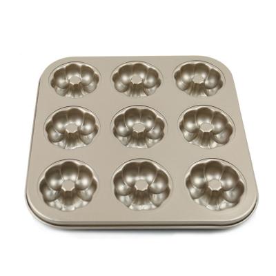 China New Product Sustainable Carbon Steel Sale 9 Non-Stick Cups Baking Roll Pan Mini Cup Donut Cake Mold Mold for sale