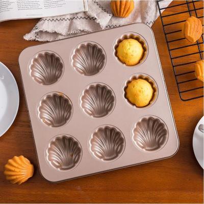 China Sustainable Banana Shell Mold Scallop Cake Moldbaking Tools 9 Bakes Biscuit Mold Carbon Steel Cake Mold for sale