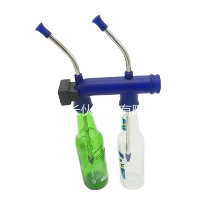 China Longpartner's new non-toxic timer double beer bottle snorkel, bottle beer bongs with timer for sale