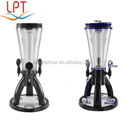 China Food grade ice tube 3L tripod beer tower table cooler, beer dispenser machine with ice cube container for sale