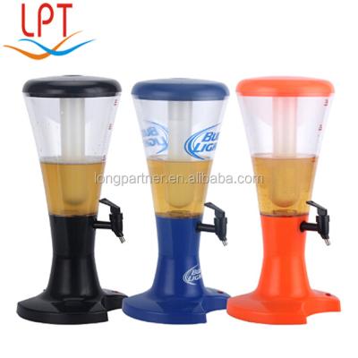 China Sustainable Hot Sale LED Ice Tube 3Liter Drink Beer Tower Dispenser for sale