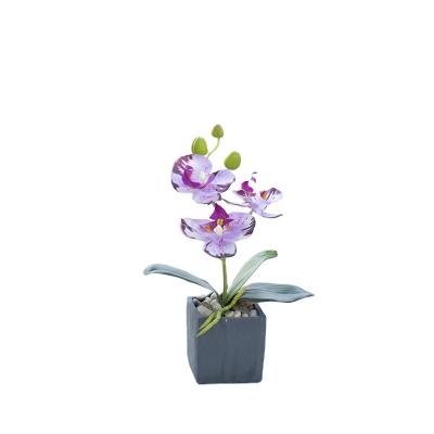 China High Quality Widely Used Artificial Phalaenopsis With Mini Flower Pot Centerpiece Artificial Orchid For Home Table Decorative for sale