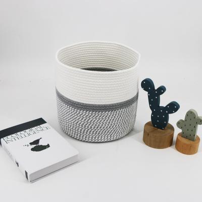 China Modern Home Decor Sustainable Cotton Rope Plant Woven Storage Basket Organizer For 10