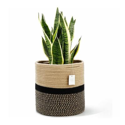 China 12x12 Cotton Plants Basket Eco-friendly Collapsible Woven Potted Basket Jute Rope Custom Basket Plant Basket For Tree Flowers for sale