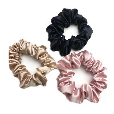 China Large European and American style 22momme silk elastic hair bands multi color 100% pure silk hair scrunchies for sale