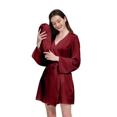 China 22Momme Breathable Luxury 100% Silk Robe Fashion Long Sleeves Silk Nightgown Pajamas Homewear for sale