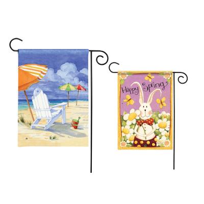 China Custom Outdoor Festival Good Quality Double Hanging Decorative Side Printing Garden Flags for sale