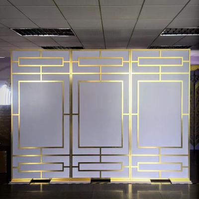 China Beautiful Modern Luxury Birthday Backdrop Rectangle Shape Panel Backdrop Gold Stand For Wedding Events Supplier for sale