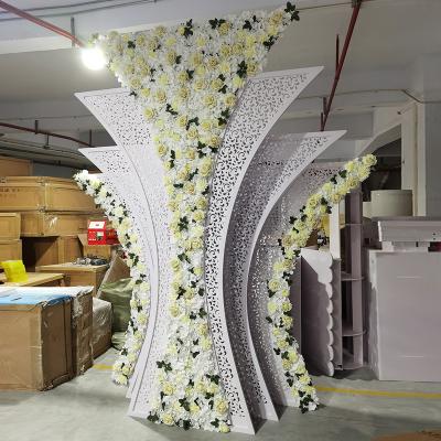 China Unique romantic luxury and exquisite flower hallow background wall panel backdrop stand for wedding decoration for sale