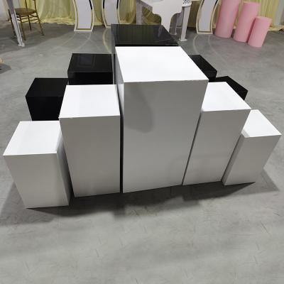 China Durable Acrylic White Pedestal Flower Stand Wedding Table Centerpiece Square Cake Pedestal Stand From Foshan Factory Suppliers for sale