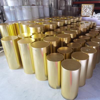 China Durable Luxurious Acrylic Round Pedestal Gold Pedestal Display Flower Stand For Wedding Factory Suppliers for sale