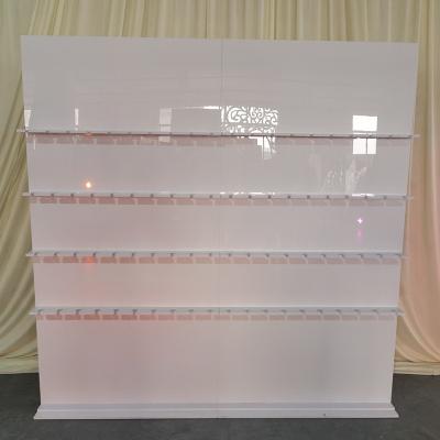 China Durable Rectangle White Acrylic Champagne Wall Shelves Champagne Glass Holder For Wedding Events for sale