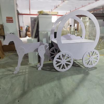 China Beautiful Durable Acrylic White Baby Shower Sweet Carriage Candy Display For Birthday Wedding Decoration for sale