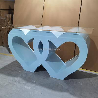 China New Design Durable Amazing Acrylic Blue Heart Shape Commercial Bar Dining Table For Wedding Party Decoration for sale