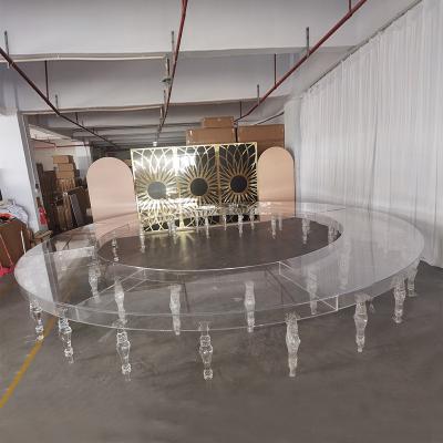 China Transparent Adjustable Circle Acrylic (Others) Foshan Wedding Dining Table Furniture For Events Supplies for sale