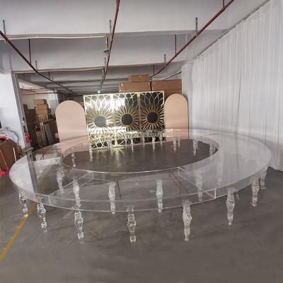 China Factory Price Durable Clear Acrylic Half Round Shape S Shape Dining Table For Weddings for sale