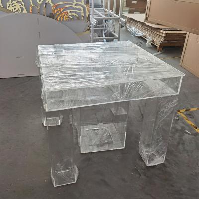 China Hot Sale Modern Durable Acrylic Wedding Cake Table Display Clear Bar Dining Table For Banquet Party Decoration for sale