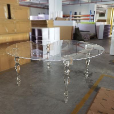 China Durable Modern Clear Circle Shape Dining Table Base With Smaller Tale Dining Top For Outdoor Wedding Decoration for sale