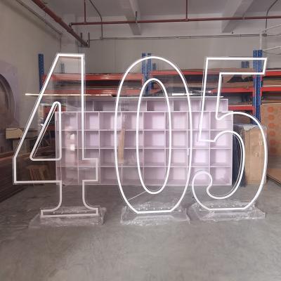 China Light Up Large Unique Romantic Acrylic Neon Wedding Neon RGB 4ft Large Number Letter Marquee Beautiful for sale