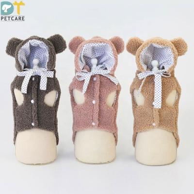 China New Product Pet Clothing Pet Fleece Winter Stocked Hooded Embroidered Warm Biped Biped Clothes for sale