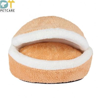 China Factory Direct Selling Removable And Washable Burger Shaped Shell Winter Cat Partially Enclosed Sleeping Bag for sale