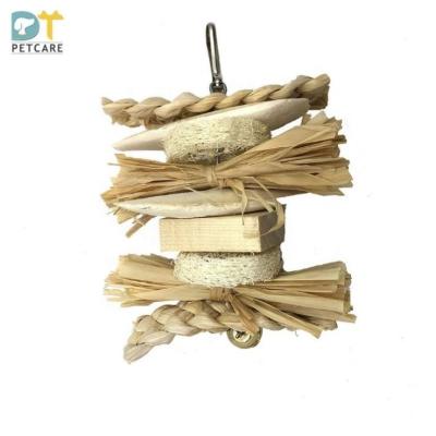 China Bird Toy Parrot Corn Sharp Leaf Stocked Cuttlefish Bones Loofah Toy Grass Silk Toy for sale