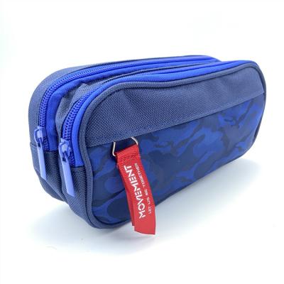 China Nylon Pencil Bag School Pencil Bag School Pencils Organizer Large Capacity Student Double Zipper Stationery Holder Single Pocket Custom Case for sale