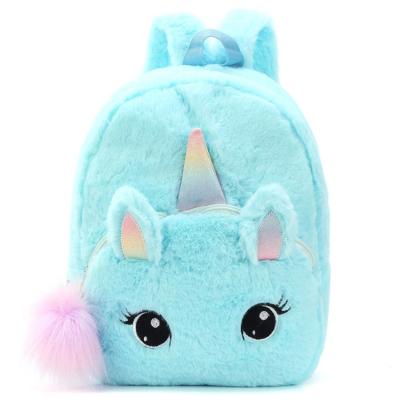 China Hot Sale White Plush Cute Soft Cute Other Unicorn Backpack Children's Plush Ball Zipper School Bag for sale