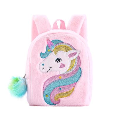 China Wholesale New Fashion Plush Unicorn Custom Colorful Travel School Bag Embroidery Girl School Bag Backpack For Kids Cute Cartoon for sale