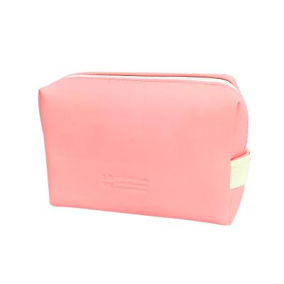 China Waterproof Makeup Bag PU Leather Soft Zipper Pouch and Large Capacity Frosted Candy Color Brush Storage Travel Cosmetic Bag for sale