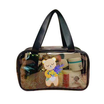 China Large Makeup Bag Clear PVC Waterproof Zipper Portable Organizer Transparent Portable Bag Waterproof Luggage Cosmetic Pouch For Vacation And Bathroom for sale