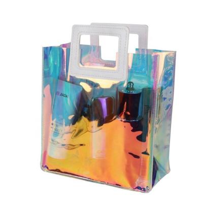 China Fashion Hot Selling Handbags Beach Bag Laser Clear Female Holographic Transparent PVC Tote Shopping Bag for sale