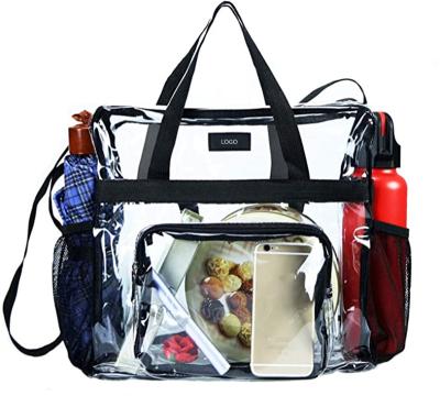 China Large Portable Clear Bag Stadium Approved Transparent See Clear Tote Bag For Work , Sports for sale