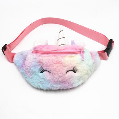 China Water Proof Unicorn Winter Kids Plush Fanny Pack Student Cute Breast Bag Unicorn Cartoon One-Shoulder Crossbody Bag Waist Bag for sale