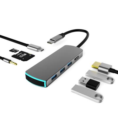 China Usb 3.0 C PD HD4K SD tf 8 In 1 Type C Docking USB C Hub USB3.0 PD HD4K SD TF Audio Card Reader for sale