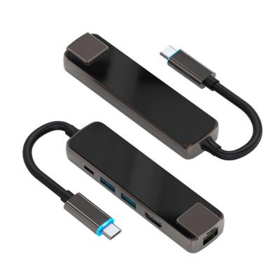 China Laptop Expend 5 Ports In 1 Type C Docking USB C Hub USB3.0 HD4K RJ45 Card Reader for sale