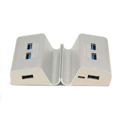 China Aluminum Alloy+ABS Type C Adapter 4 USB 3.0 Hub With Phone Holder for sale