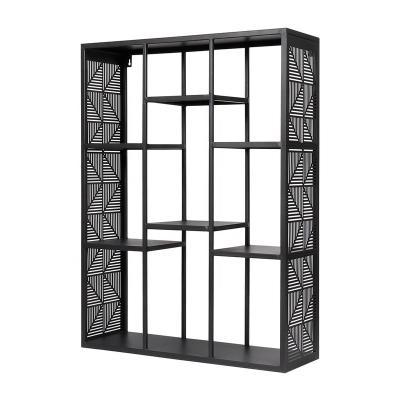 China Modern Wall Rack Floating Wall Shelf 7-TIER Mounted Storages Square Black for sale