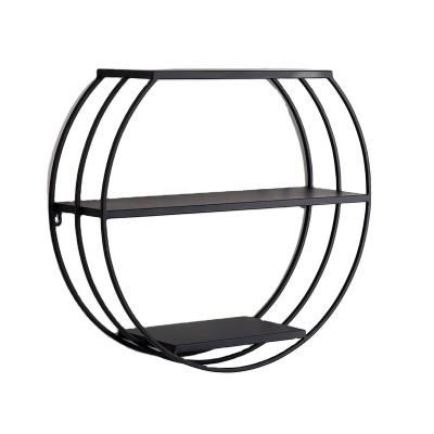 China Bathroom Metal Wall Display Rack Shelves Dark Gray Decorative Floating Shelf for sale