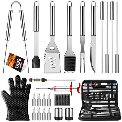 China Wholesale Easily Cleaned 25 Pcs Stainless Steel BBQ Tool Kit with Nylon Bag for BBQ Grills for sale