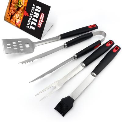 China Cheap Easily Cleaned 4 Piece BBQ Tool In Window Box for sale